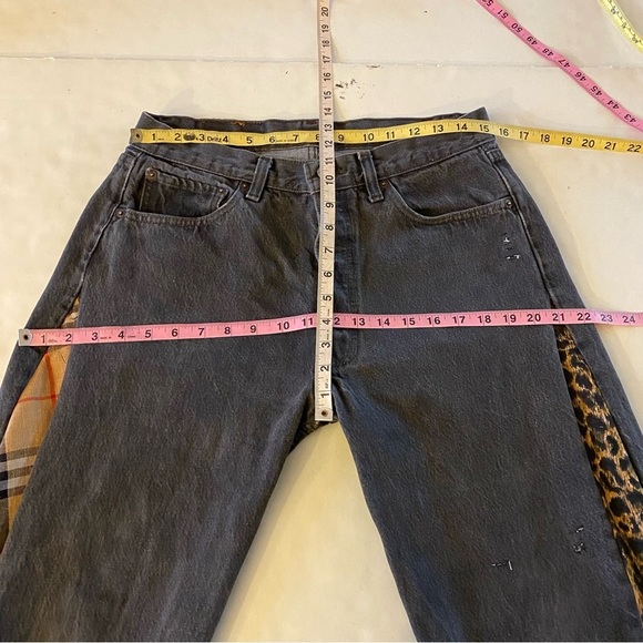 Vintage 80s Levi’s 501 - 0658 Custom Jeans Waist 29 Women Size 6 8 Leopard Plaid - Picture 9 of 16